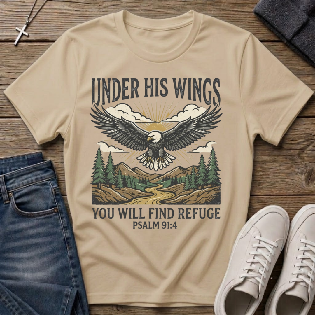 Under His Wings Psalm 91:4 T-Shirt