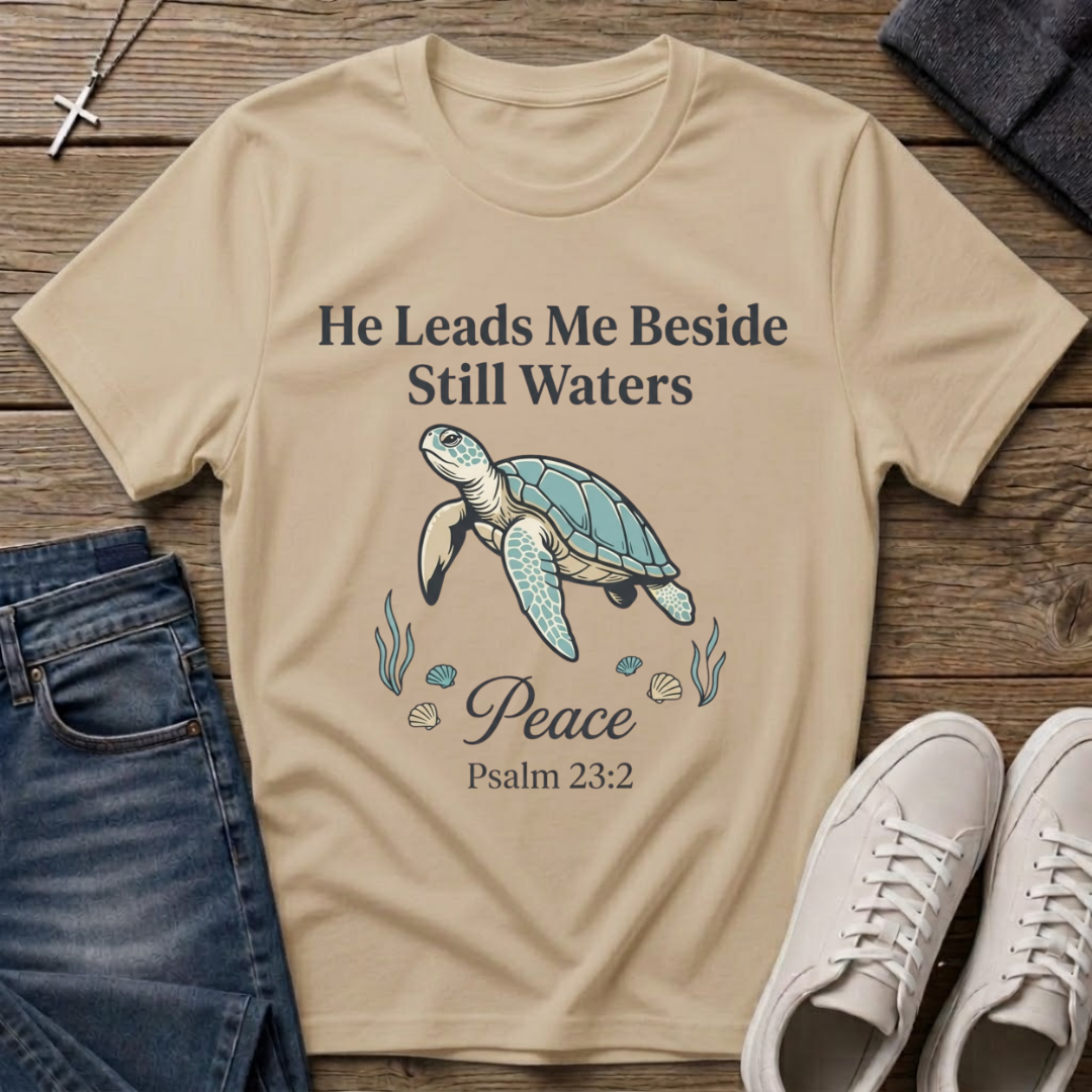 He Leads Me Beside Still Waters Psalm 23 T-Shirt