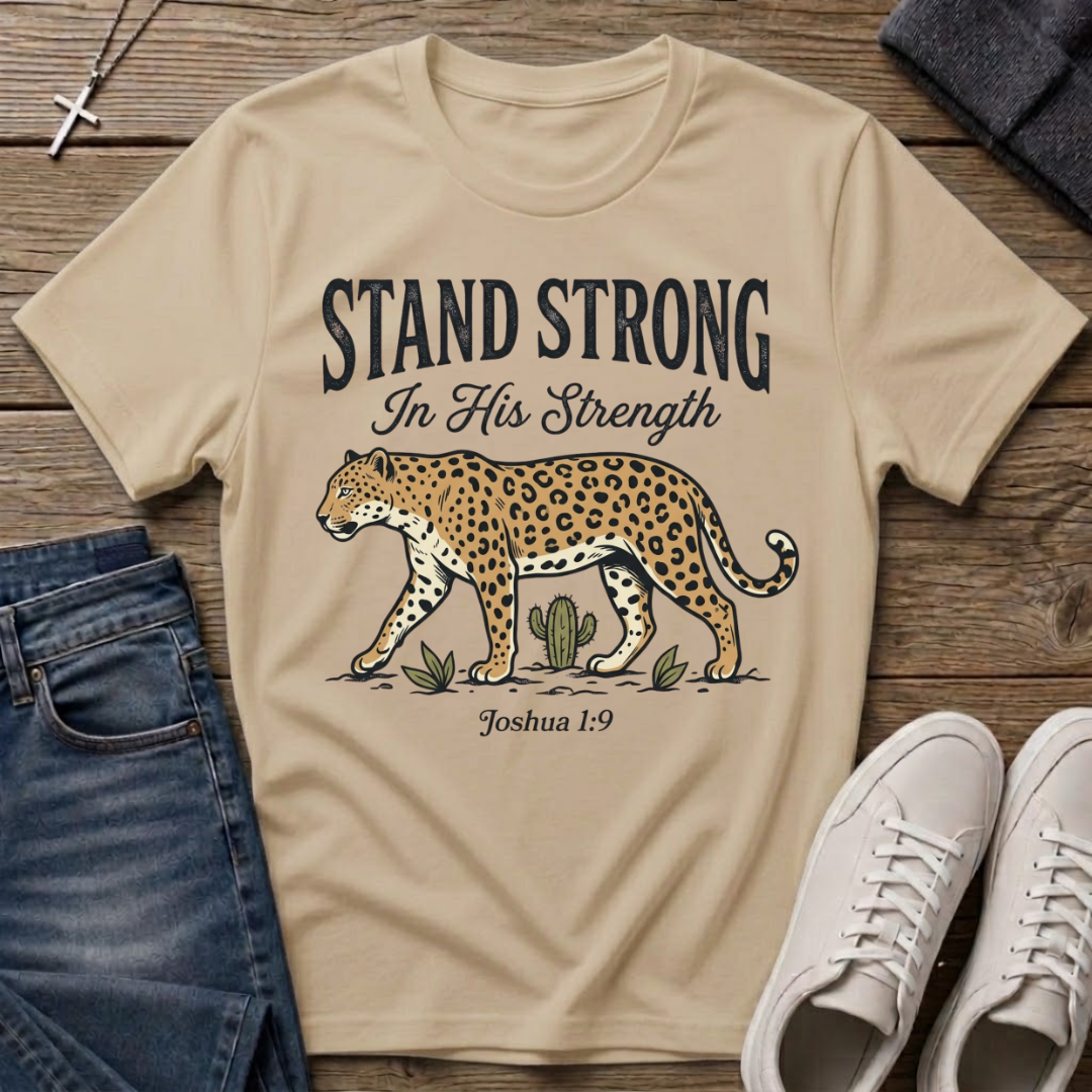 Stand Strong In His Strength Joshua 1:9 T-Shirt