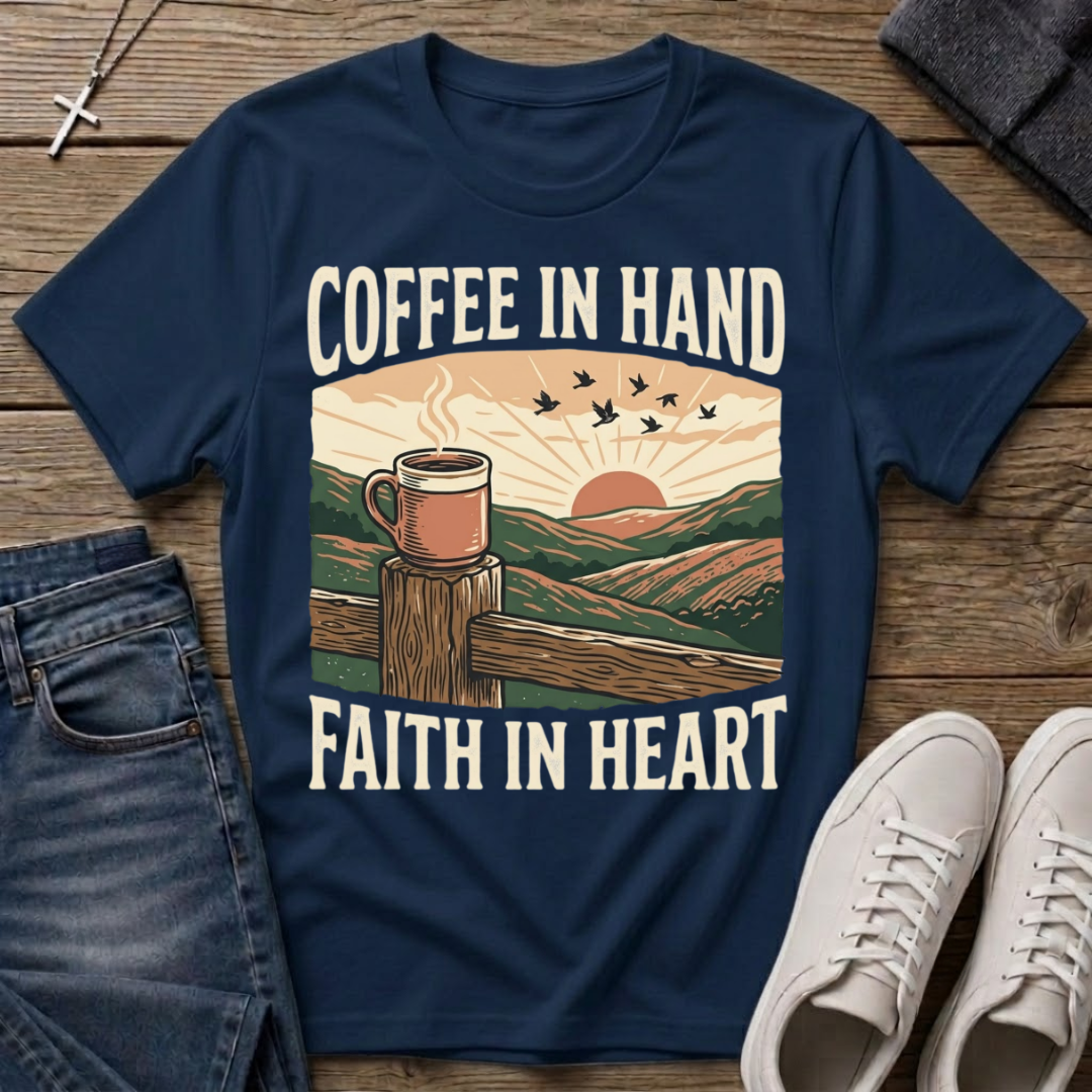 Coffee In Hand, Faith In Heart T-Shirt