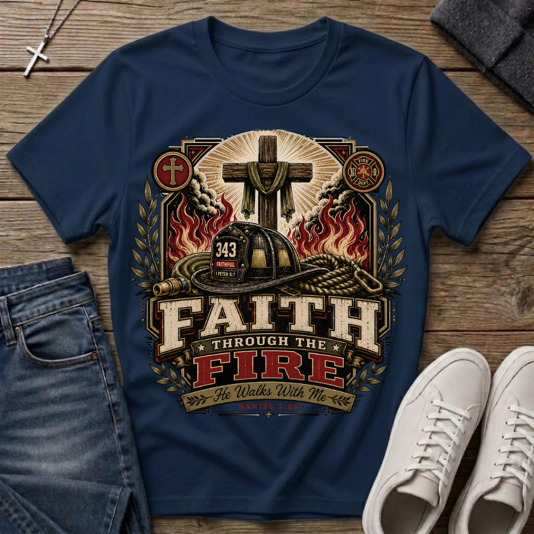Faith Through the Fire Daniel 3:25 Christian T-Shirt