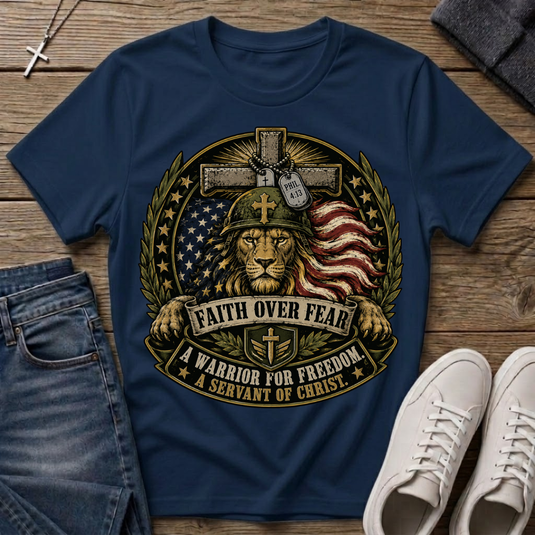 Faith Over Fear Christian Veteran T-Shirt