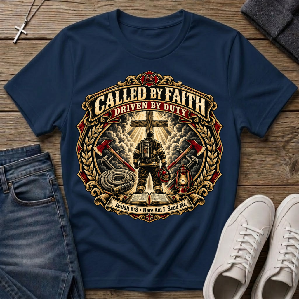 Called By Faith, Driven By Duty Firefighter T‑Shirt