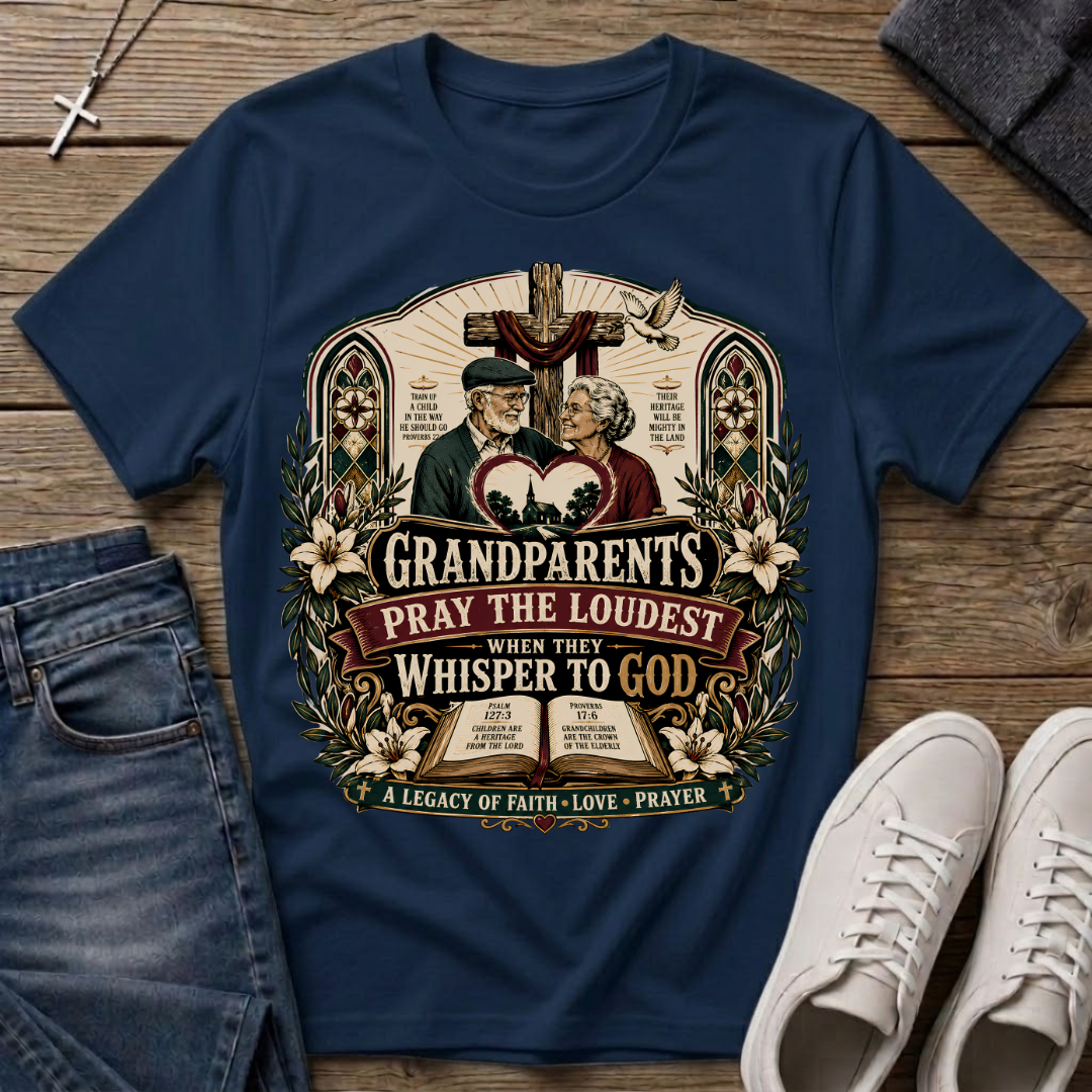 Grandparents Pray the Loudest Christian T-Shirt