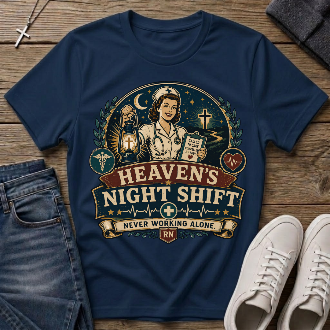 Heaven's Night Shift Christian Nurse T-Shirt