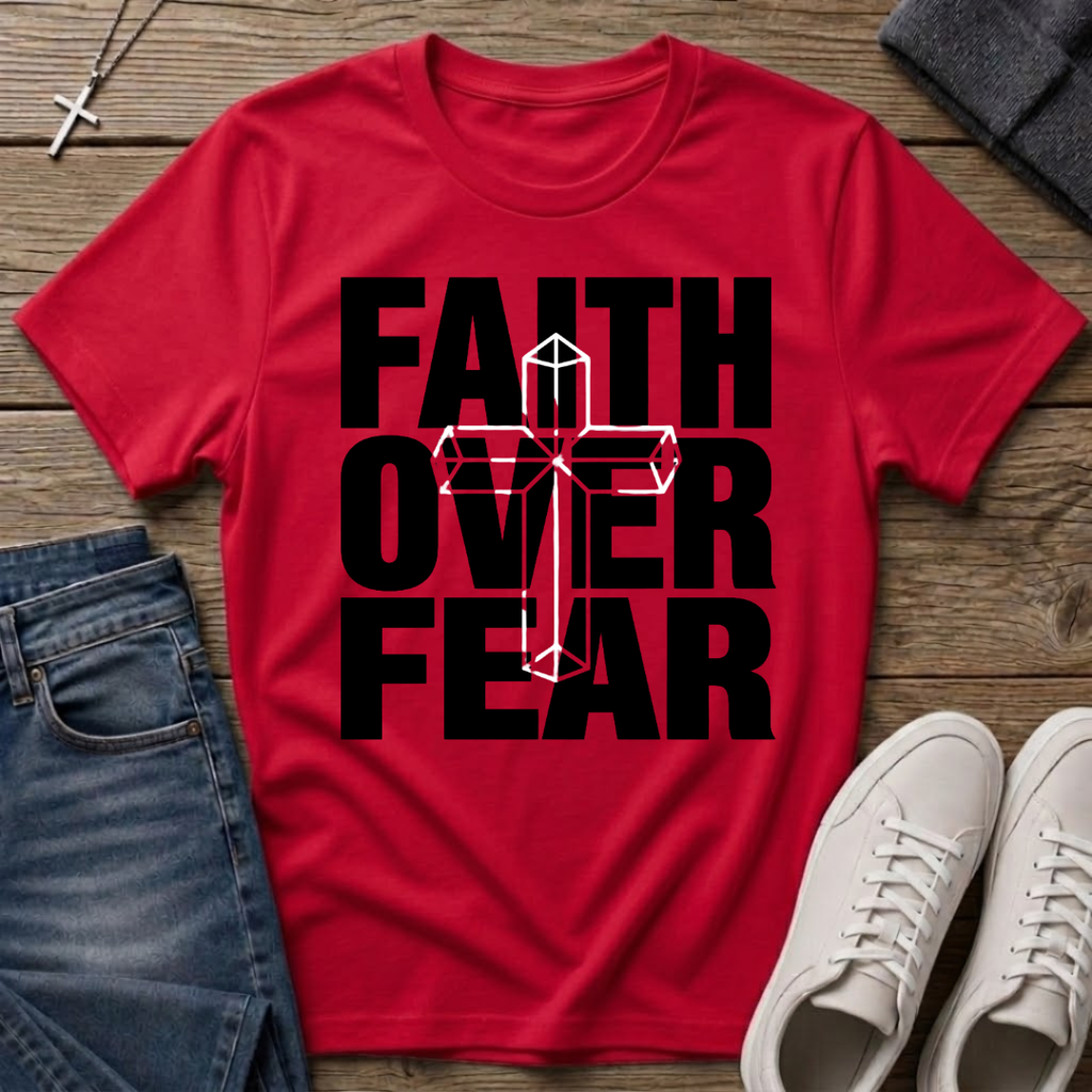Faith Over Fear Cross Overlap T-Shirt