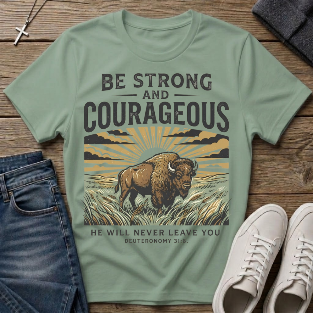 Be Strong and Courageous Deuteronomy 31:6  T-Shirt