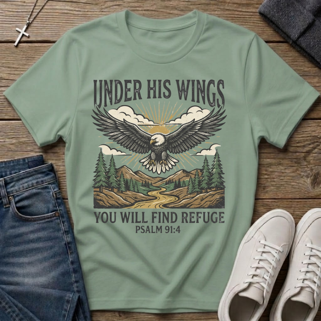 Under His Wings Psalm 91:4 T-Shirt
