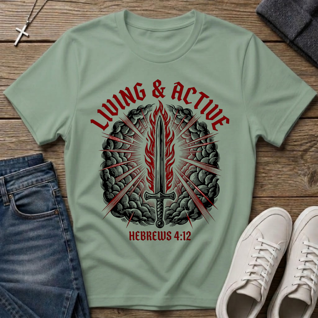 Living & Active Hebrews 4:12 Christian T-Shirt