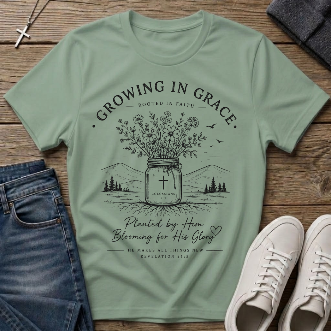 Growing in Grace Colossians 2:7 Christian T-Shirt