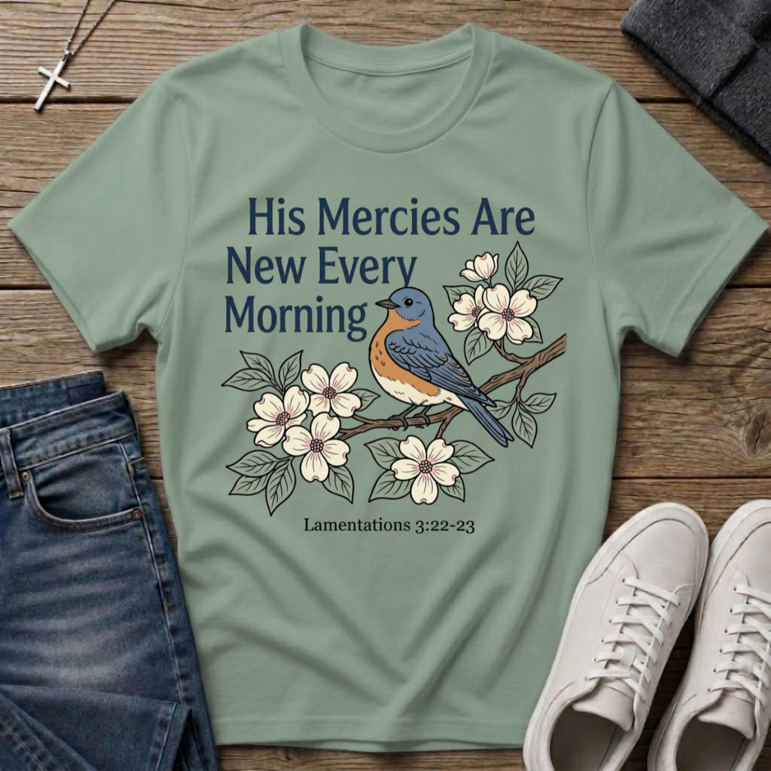 His Mercies Are New Every Morning Lamentations 3:22–23 T‑Shirt