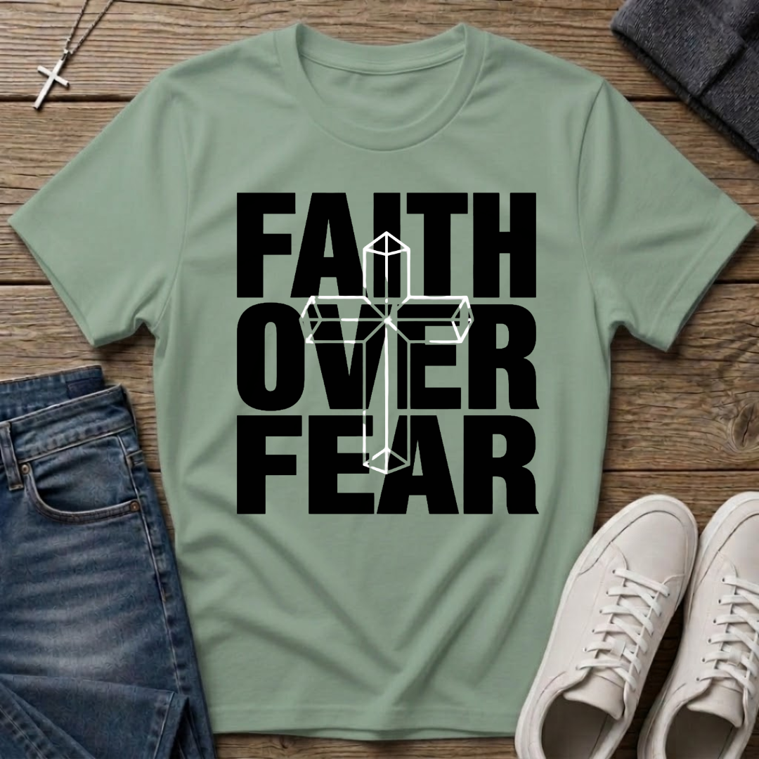 Faith Over Fear Cross Overlap T-Shirt