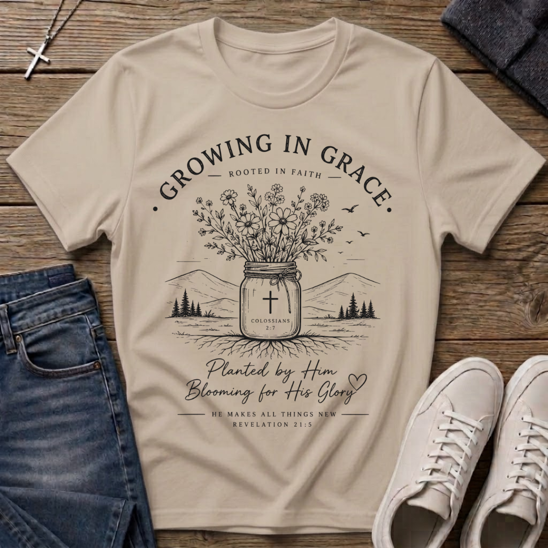 Growing in Grace Colossians 2:7 Christian T-Shirt