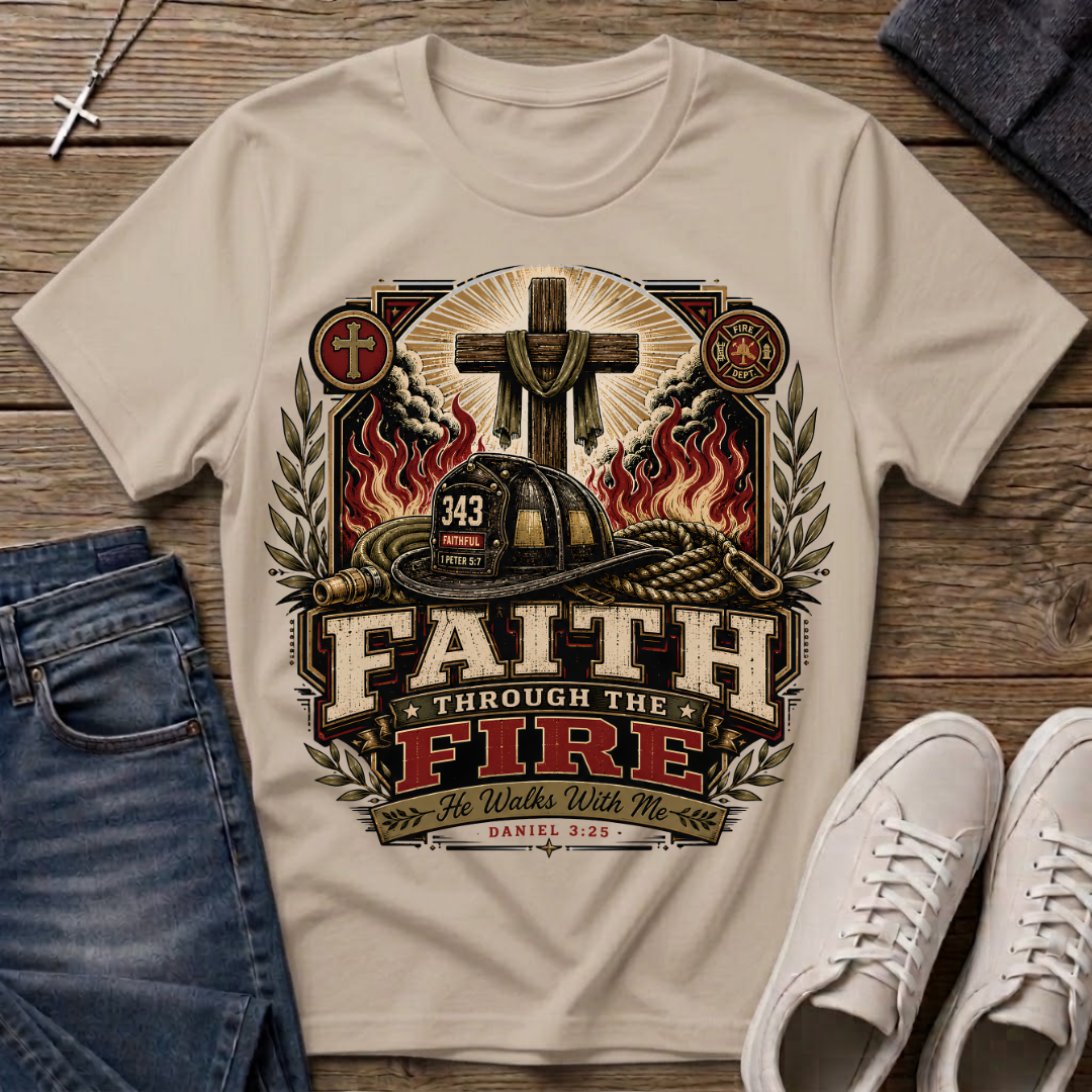 Faith Through the Fire Daniel 3:25 Christian T-Shirt