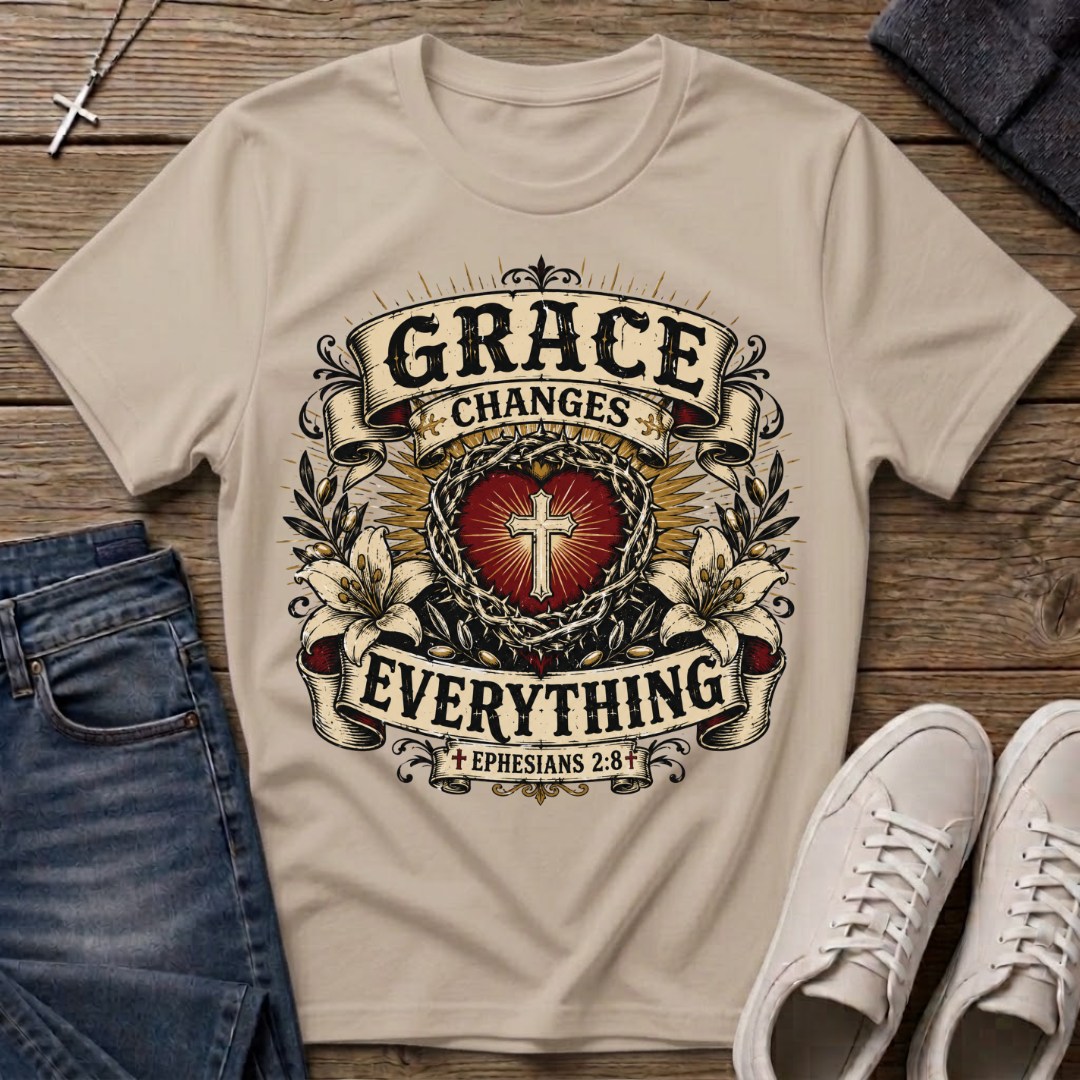 Grace Changes Everything Ephesians 2:8 Christian T-Shirt