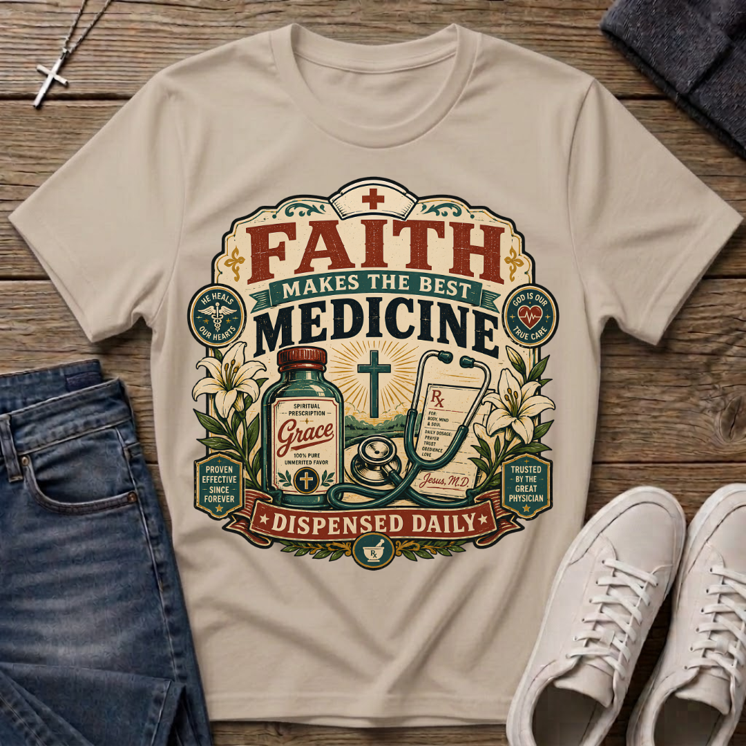 Faith Makes the Best Medicine Christian T-Shirt