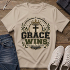 Grace Wins Romans 5:20 Christian T-Shirt