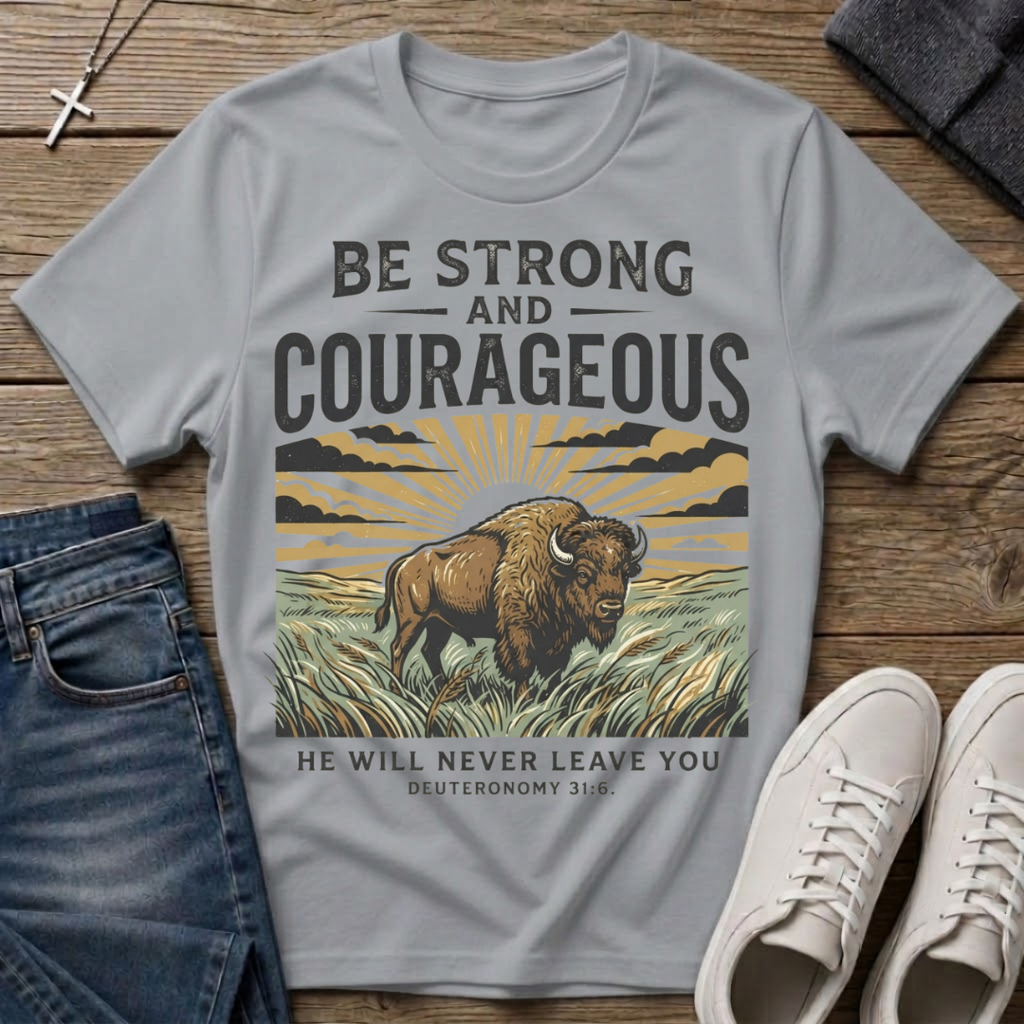 Be Strong and Courageous Deuteronomy 31:6  T-Shirt