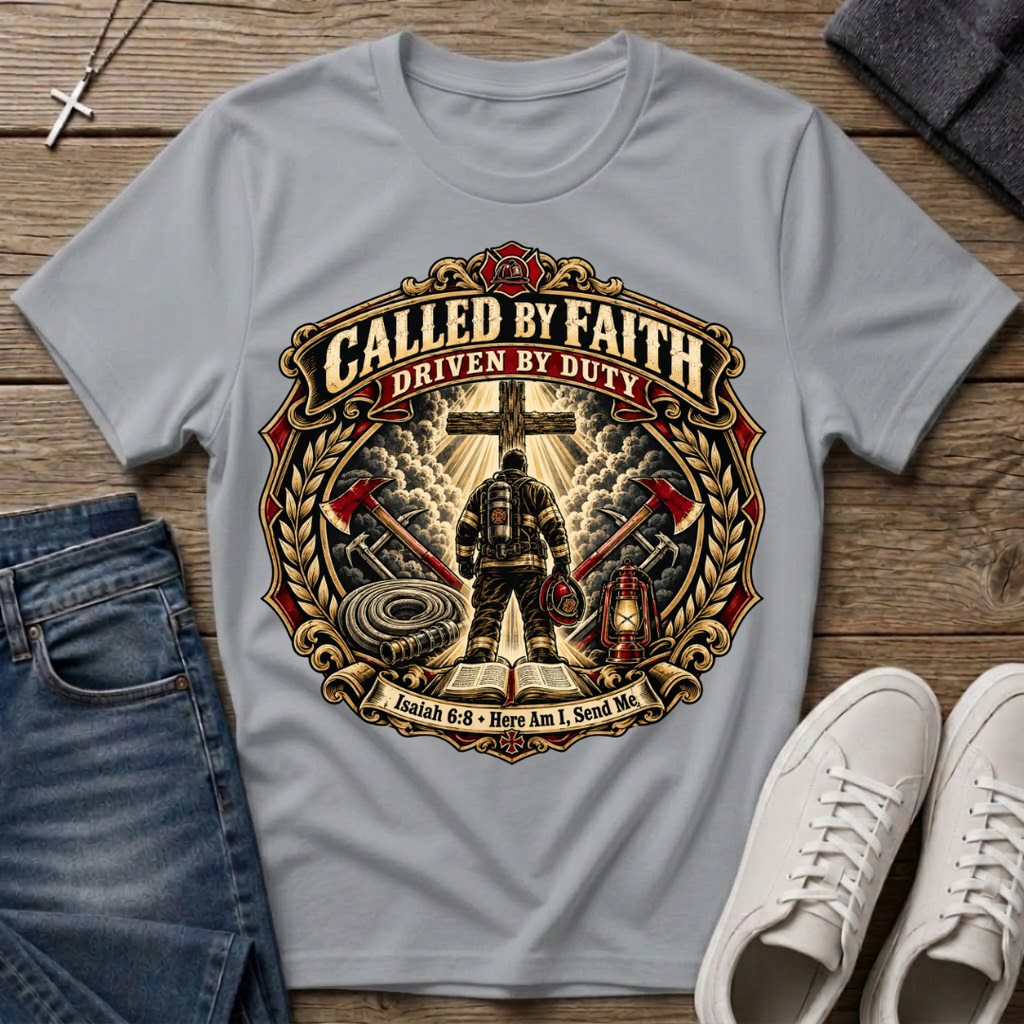 Called By Faith, Driven By Duty Firefighter T‑Shirt