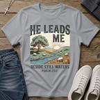 He Leads Me Psalm 23:2 T-Shirt