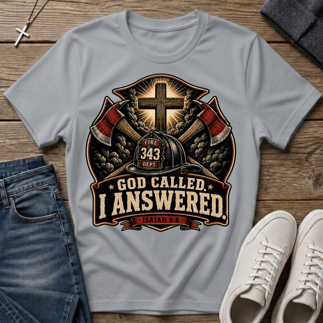 God Called I Answered Firefighter T‑Shirt