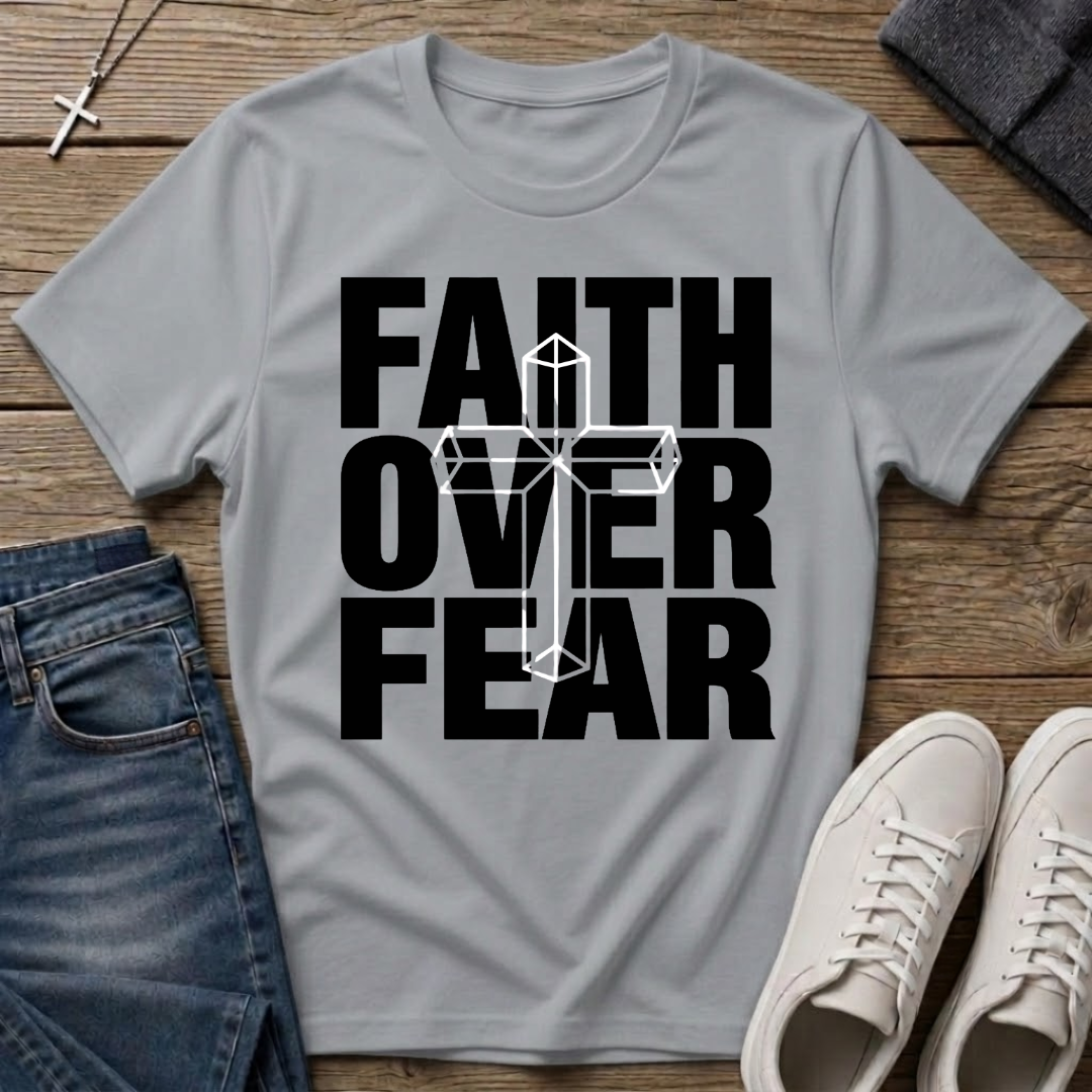 Faith Over Fear Cross Overlap T-Shirt