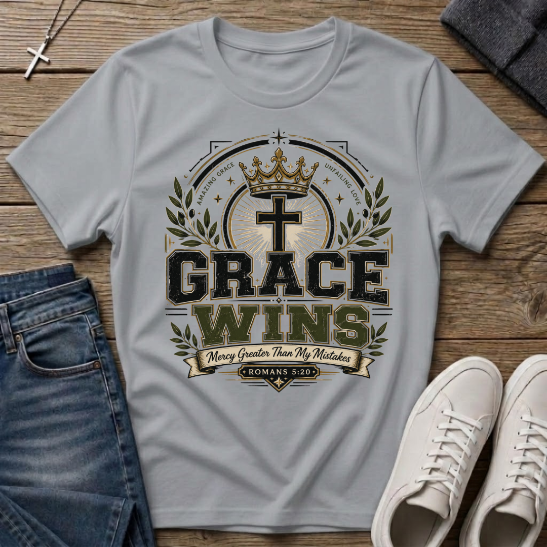 Grace Wins Romans 5:20 Christian T-Shirt