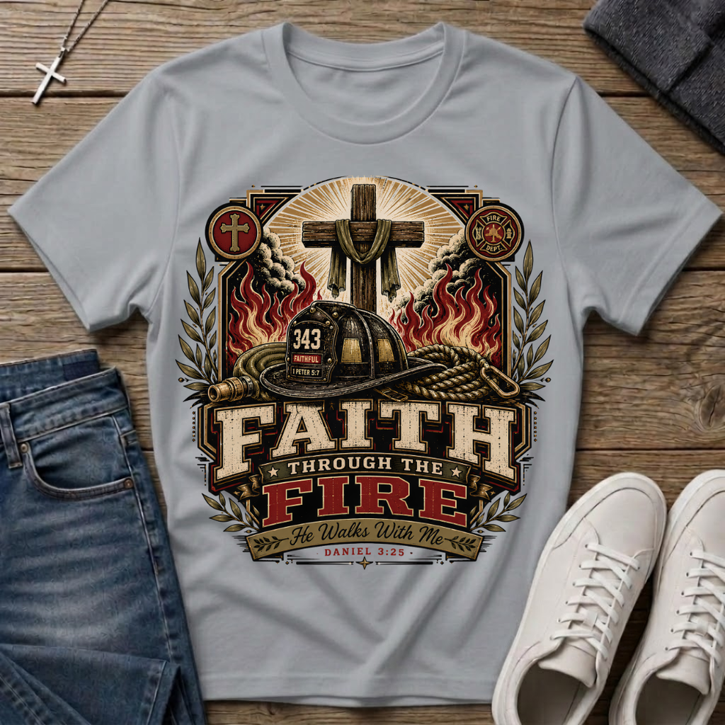 Faith Through the Fire Daniel 3:25 Christian T-Shirt
