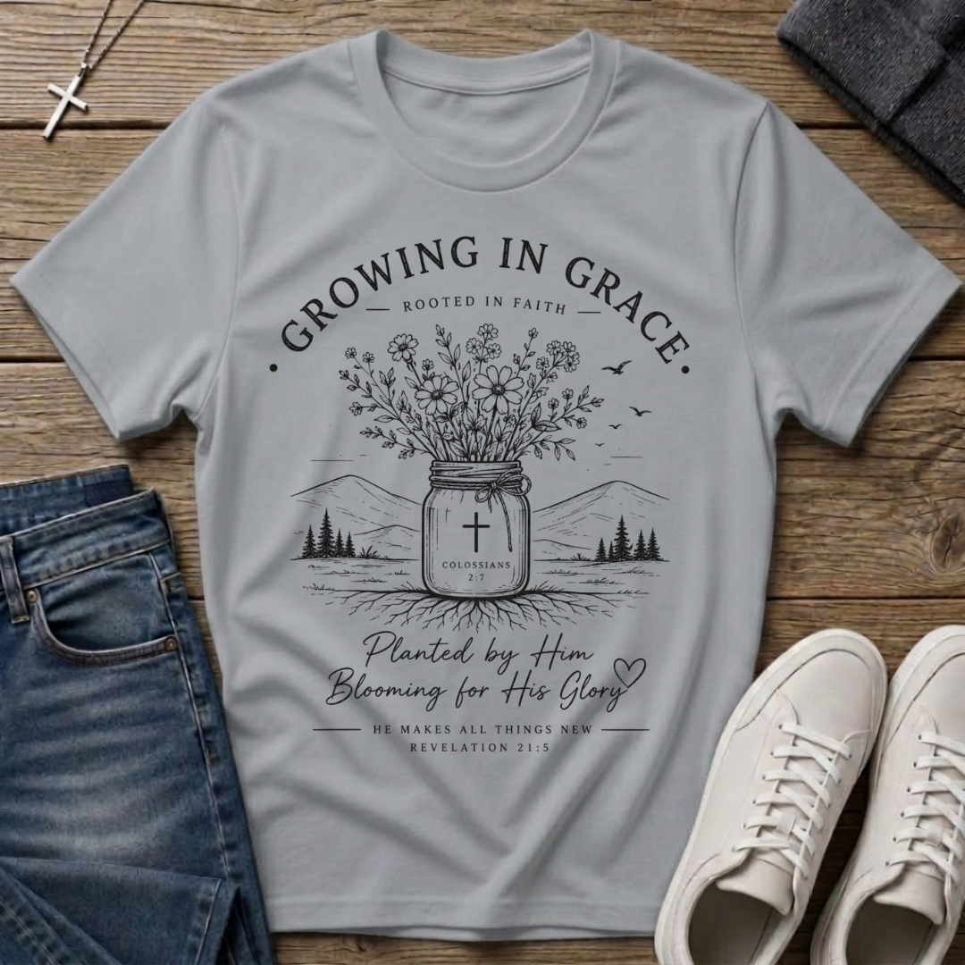 Growing in Grace Colossians 2:7 Christian T-Shirt