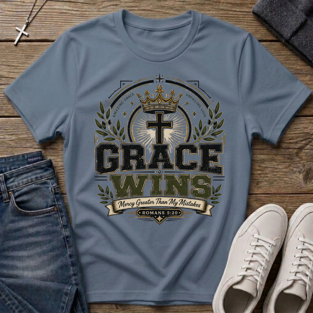 Grace Wins Romans 5:20 Christian T-Shirt