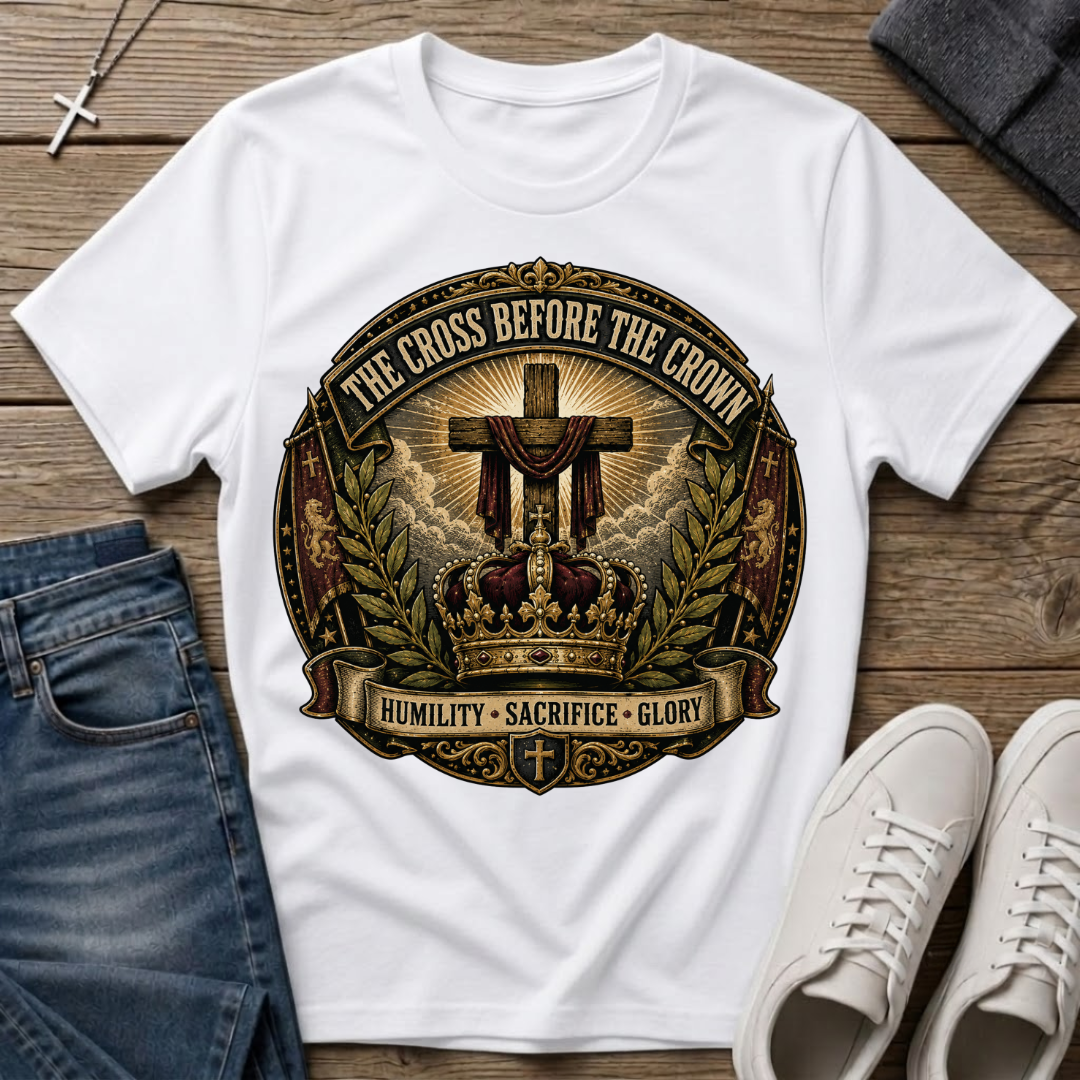 The Cross Before the Crown T-Shirt — Christian Faith Graphic Tee
