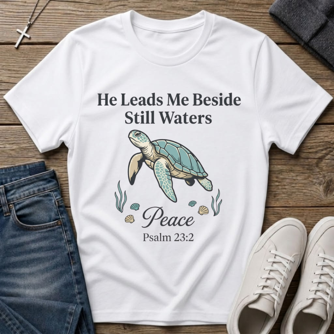 He Leads Me Beside Still Waters Psalm 23 T-Shirt