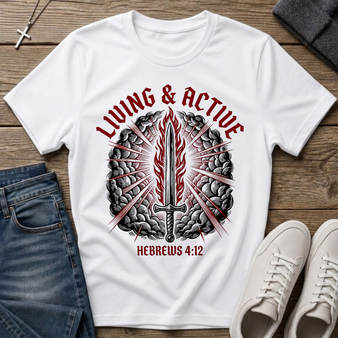 Living & Active Hebrews 4:12 Christian T-Shirt