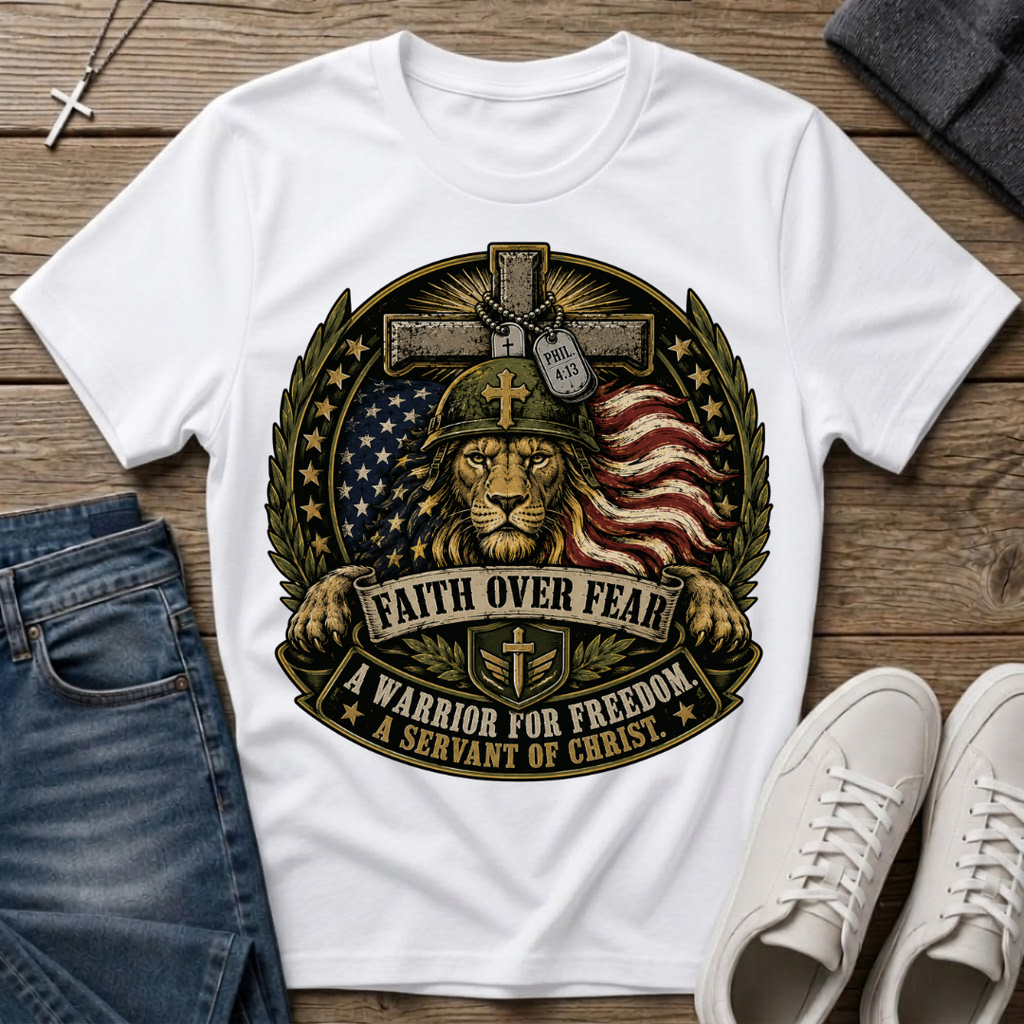 Faith Over Fear Christian Veteran T-Shirt