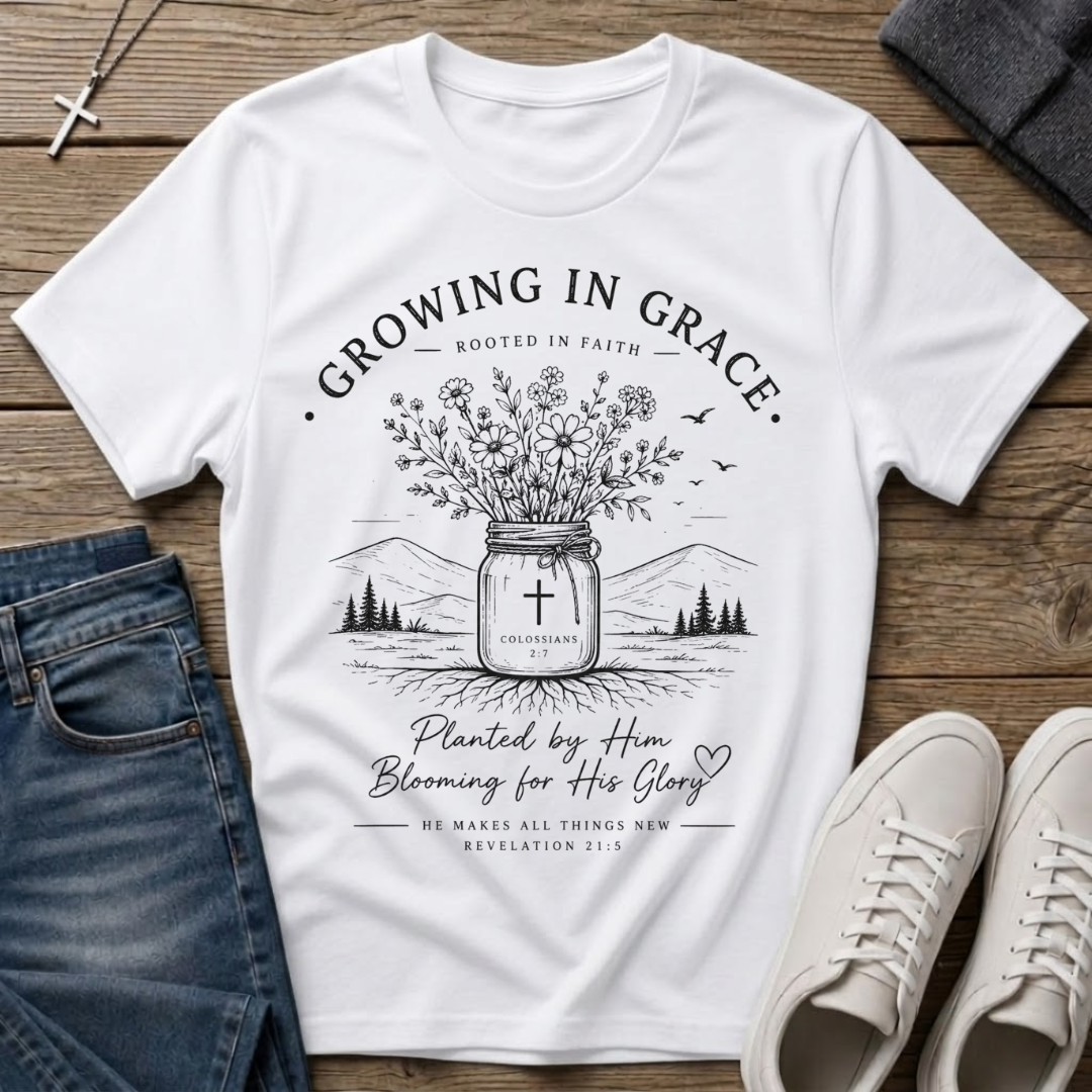 Growing in Grace Colossians 2:7 Christian T-Shirt