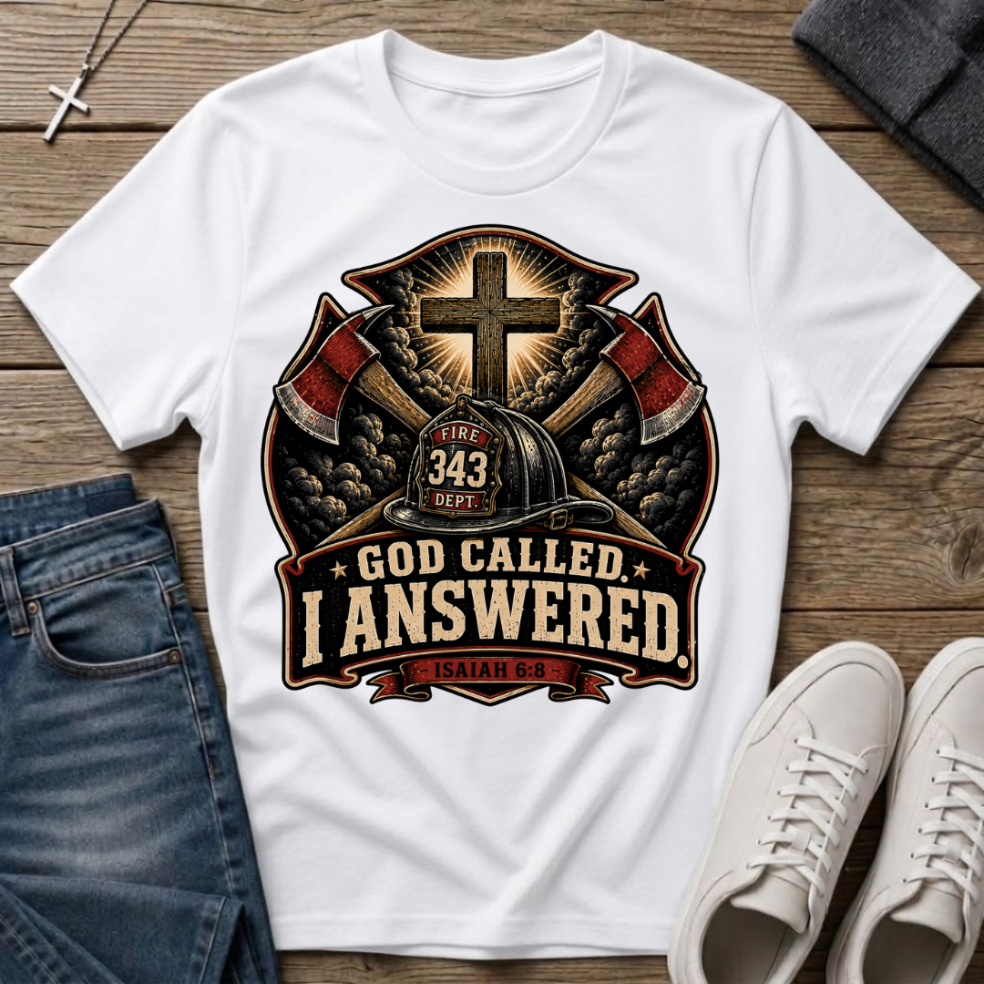 God Called I Answered Firefighter T‑Shirt