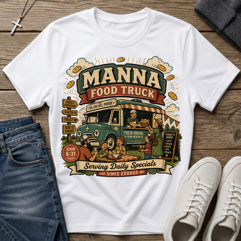 Manna Food Truck John 6:31 Christian T-Shirt