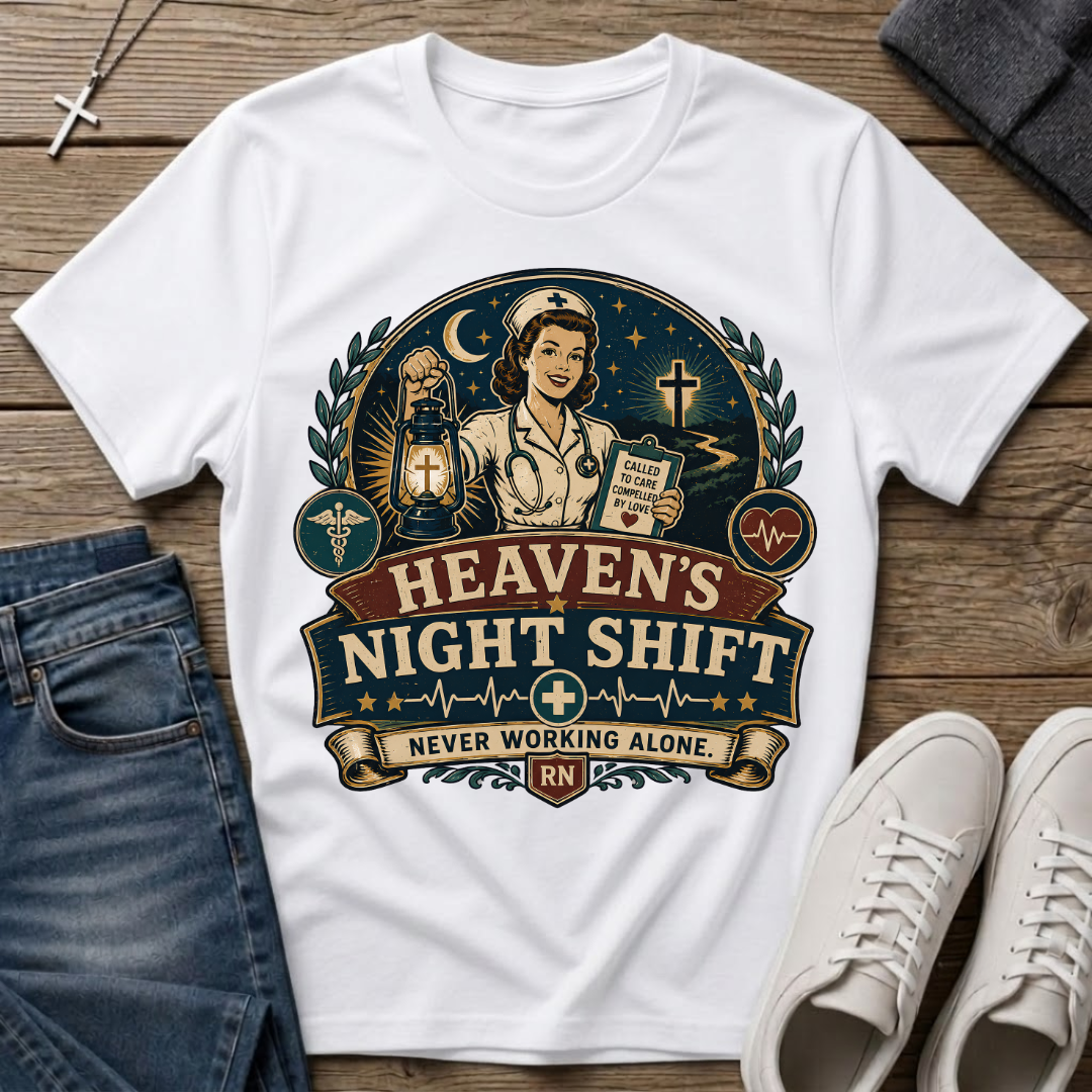 Heaven's Night Shift Christian Nurse T-Shirt