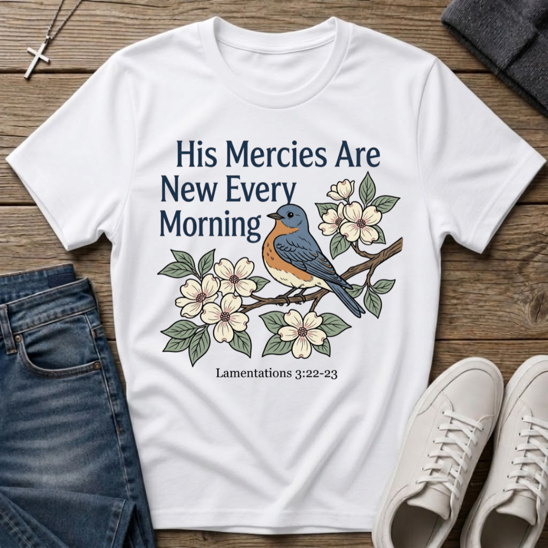His Mercies Are New Every Morning Lamentations 3:22–23 T‑Shirt