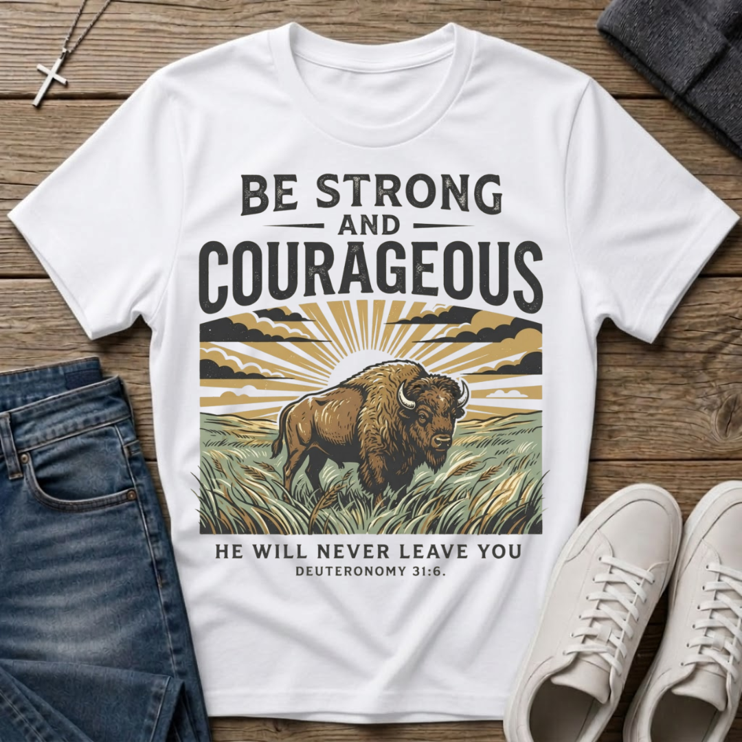 Be Strong and Courageous Deuteronomy 31:6  T-Shirt