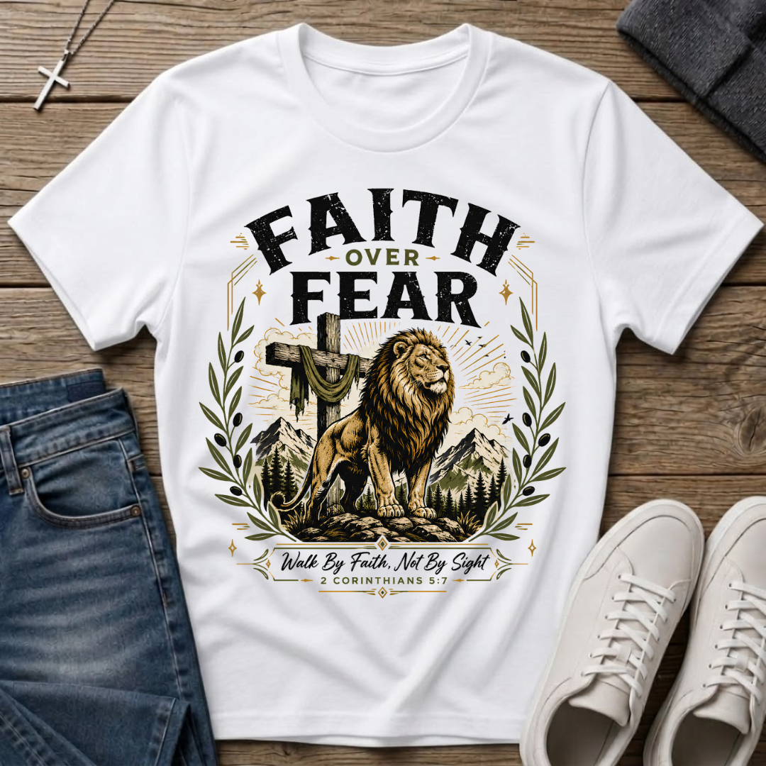 Faith Over Fear 2 Corinthians 5:7 Christian T-Shirt