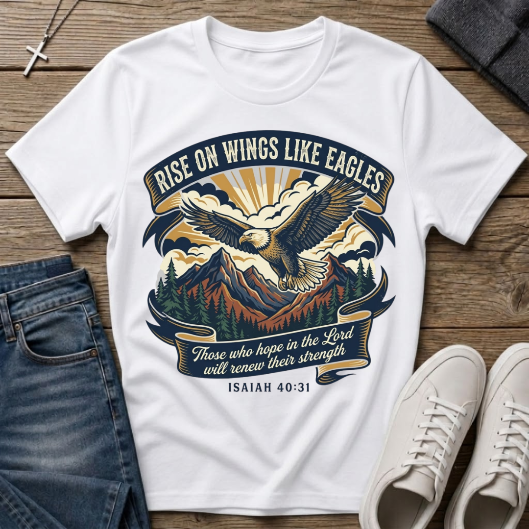 Rise On Wings Like Eagles Isaiah 40:31 T-Shirt