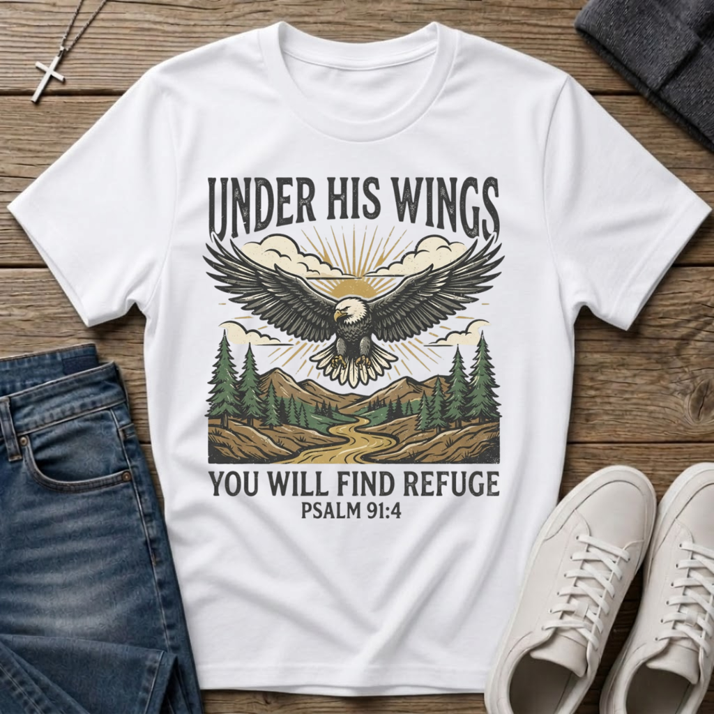 Under His Wings Psalm 91:4 T-Shirt