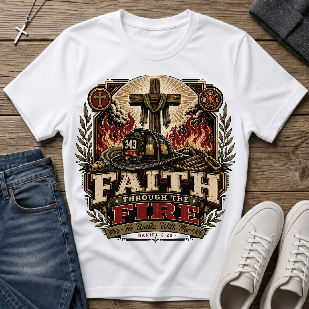 Faith Through the Fire Daniel 3:25 Christian T-Shirt