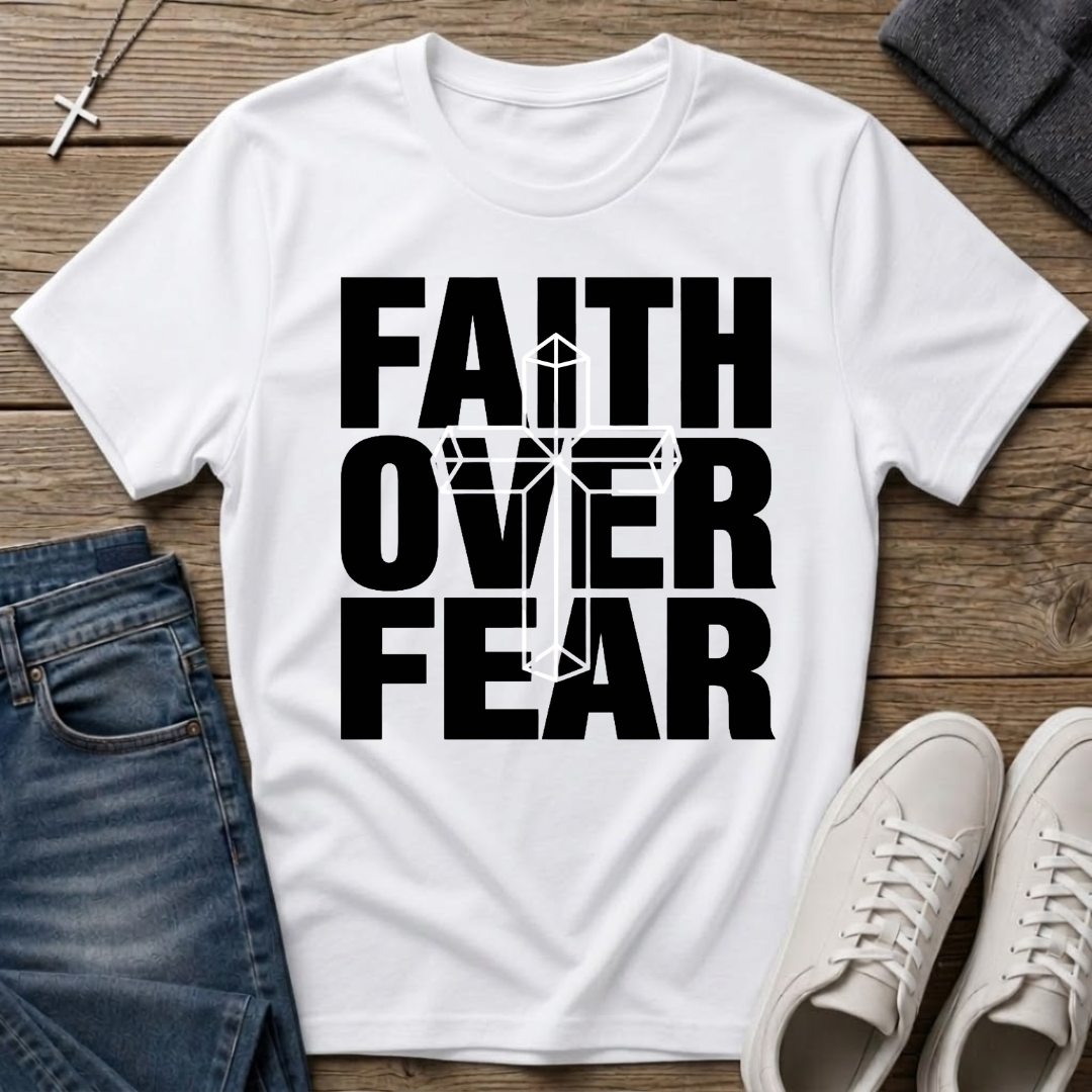 Faith Over Fear Cross Overlap T-Shirt